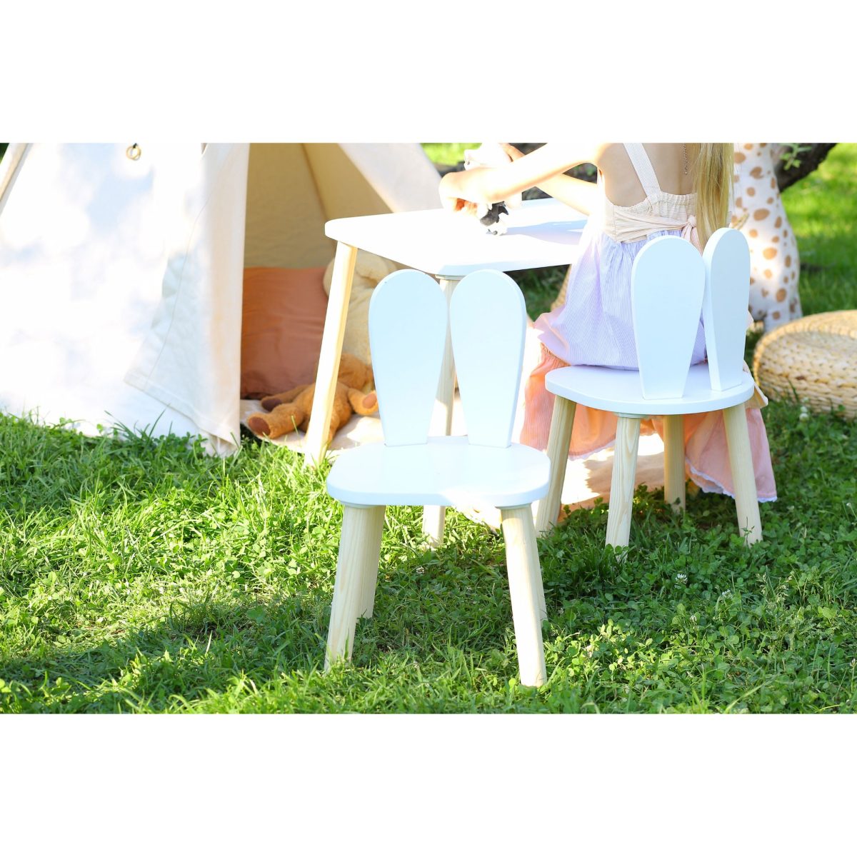 Bunny Two Chair Set - White – Комплет детска маса - Image 3