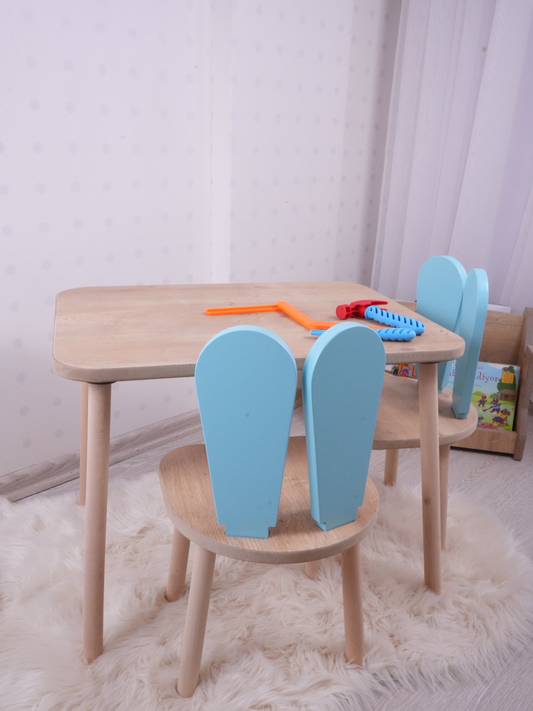 517BMB112120-201.jpg Bunny One Chair Set - Baby Blue, Brown – Комплет детска маса - Image 1