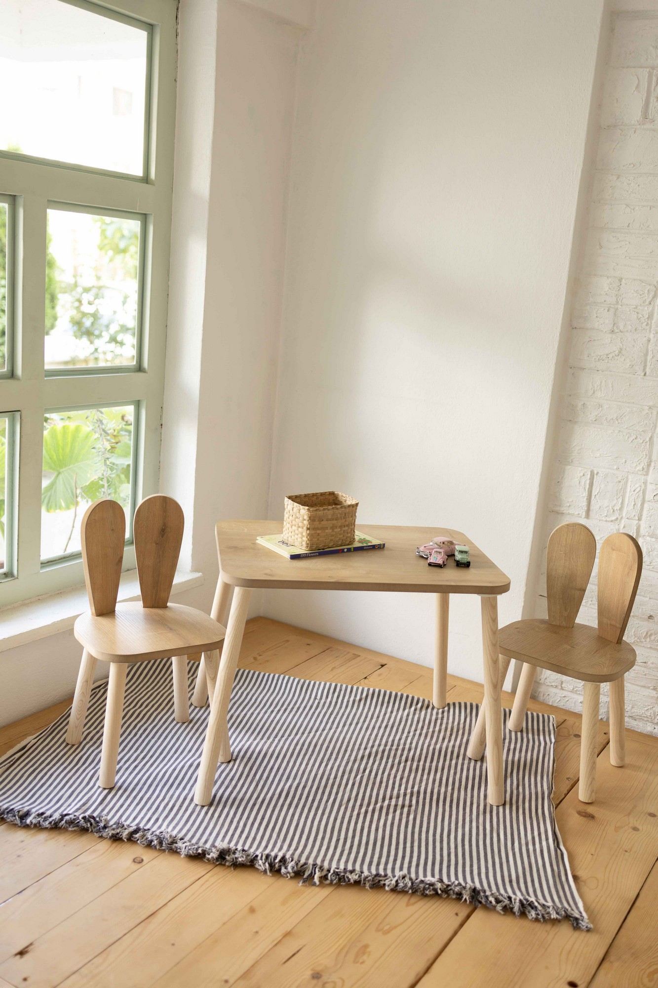 517BMB113520-201.jpg Bunny Two Chair Set - Brown – Комплет детска маса - Image 1