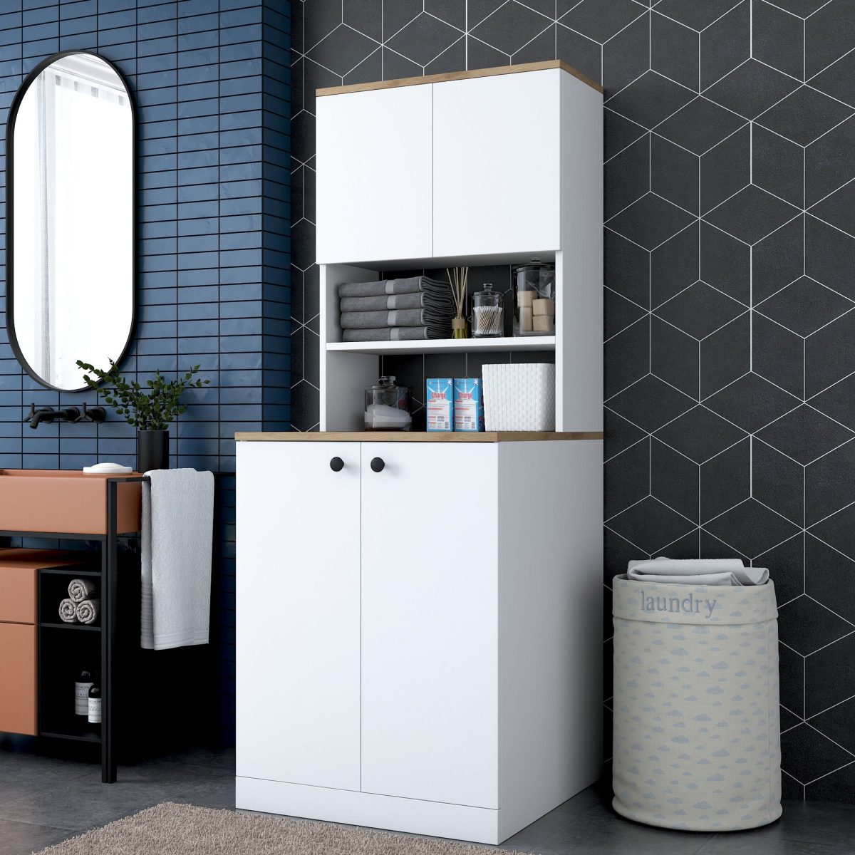 KD102 - 2160 - Walnut – Кабинет за машина за перење - Image 2