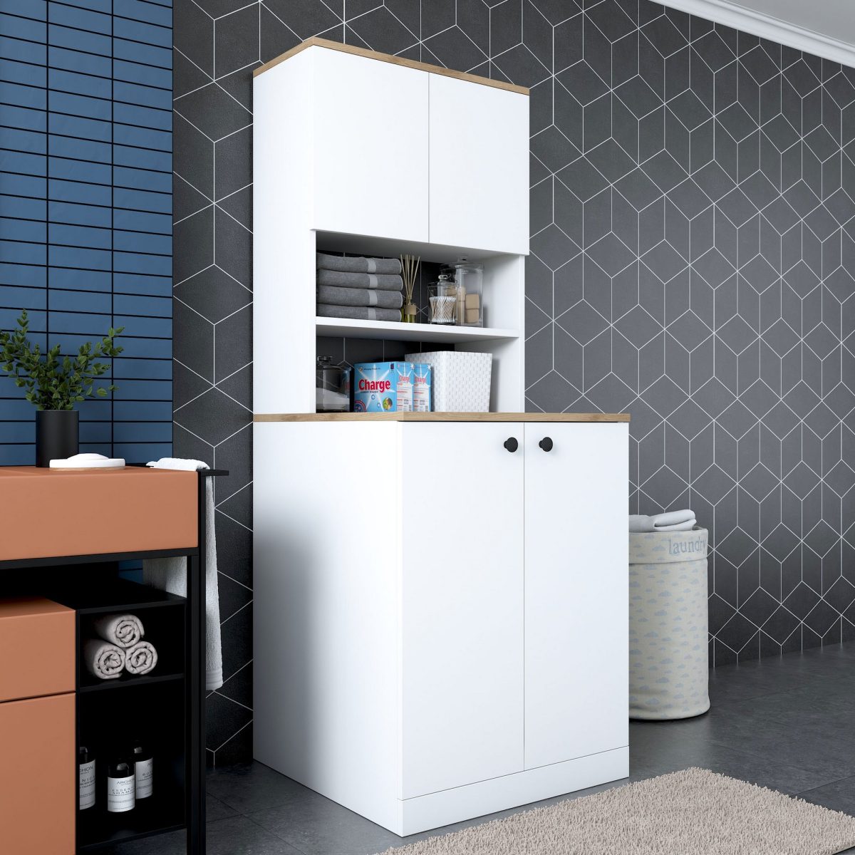 KD102 - 2160 - Walnut – Кабинет за машина за перење - Image 3