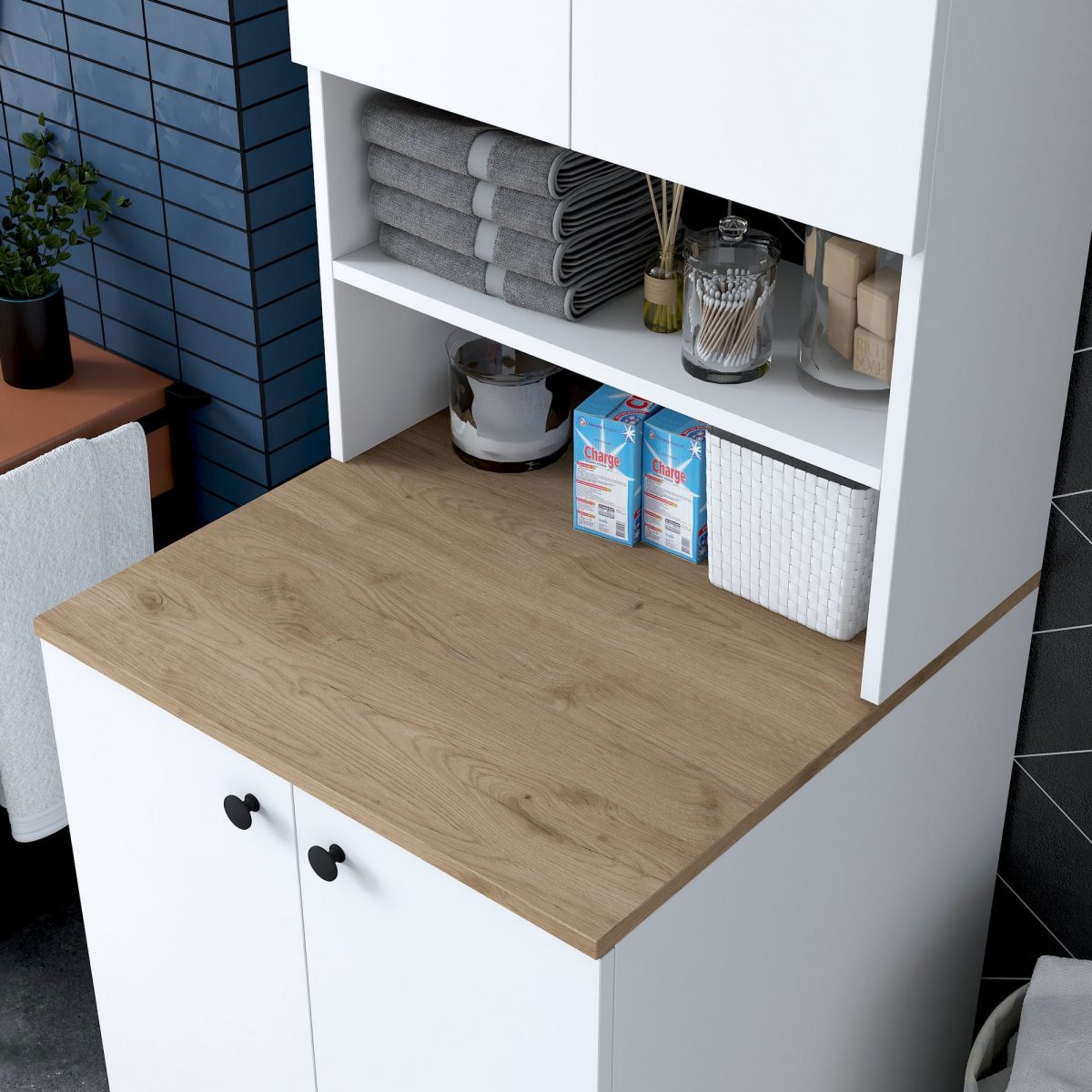 KD102 - 2160 - Walnut – Кабинет за машина за перење - Image 4