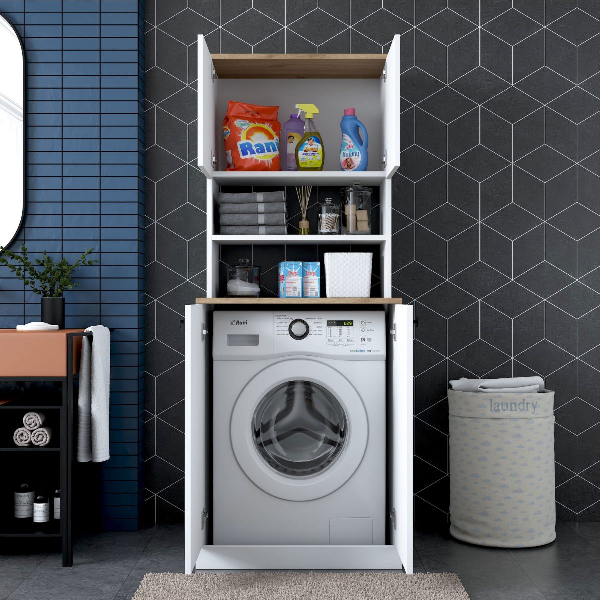 KD102 - 2160 - Walnut – Кабинет за машина за перење - Image 5