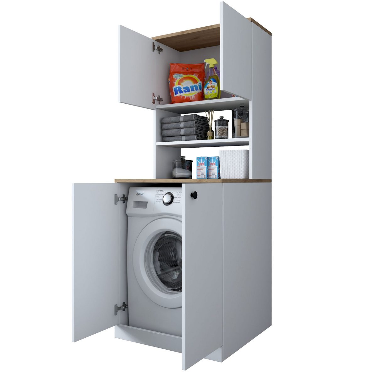 KD102 - 2160 - Walnut – Кабинет за машина за перење - Image 9