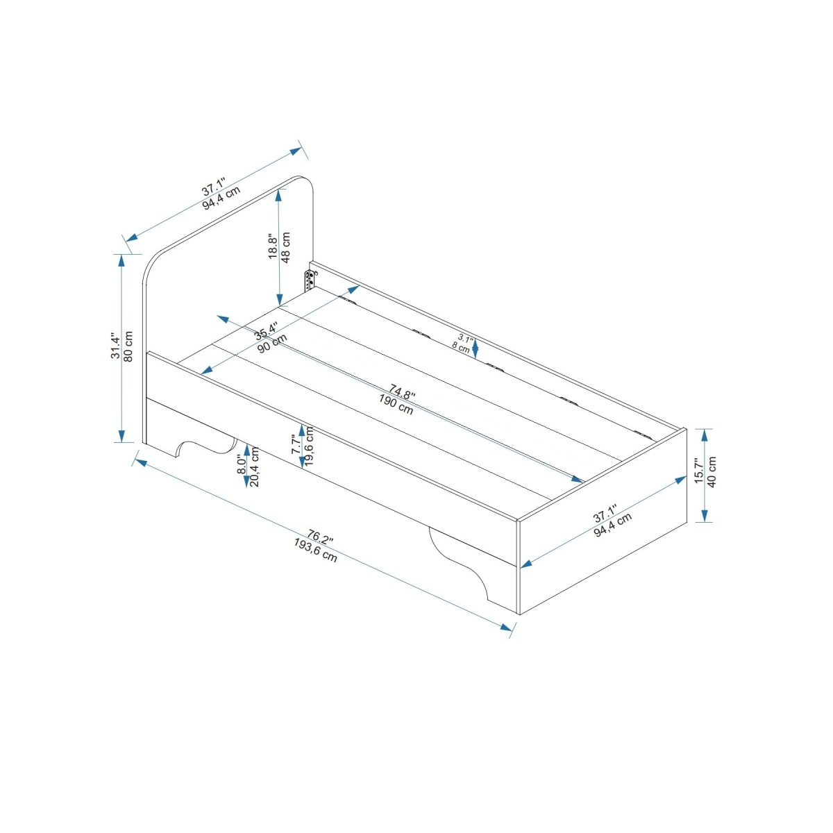 Luses - Atlantic Pine, Beige – Единечен кревет - Image 7
