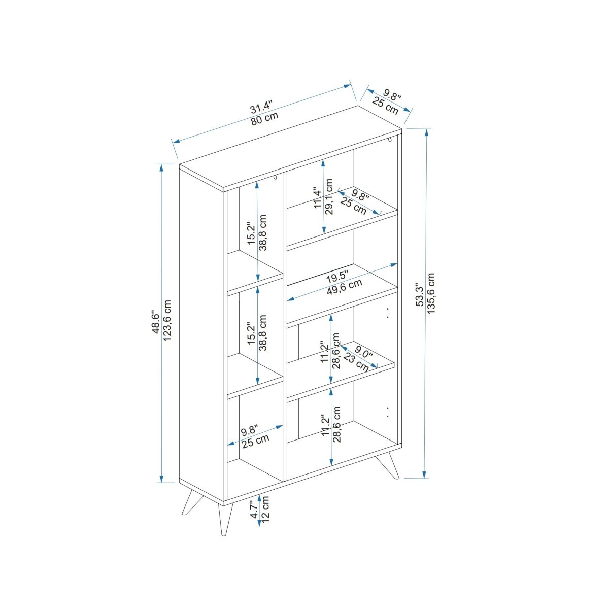 Meldan - Light Walnut, Anthracite – Полица за книги - Image 5