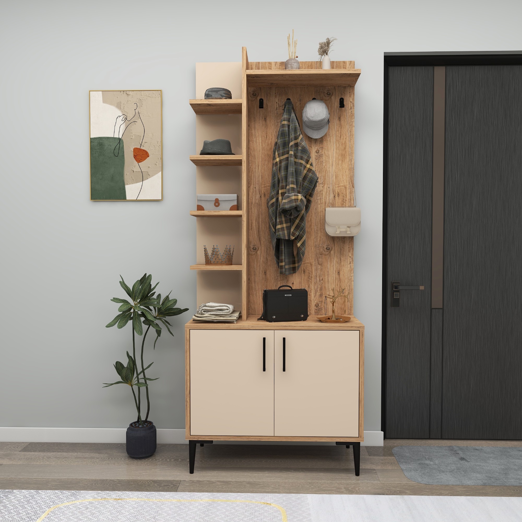 550ARN230820-201.jpg Julendor - Atlantic Pine, Beige – Гардеробер за претсобје - Image 1