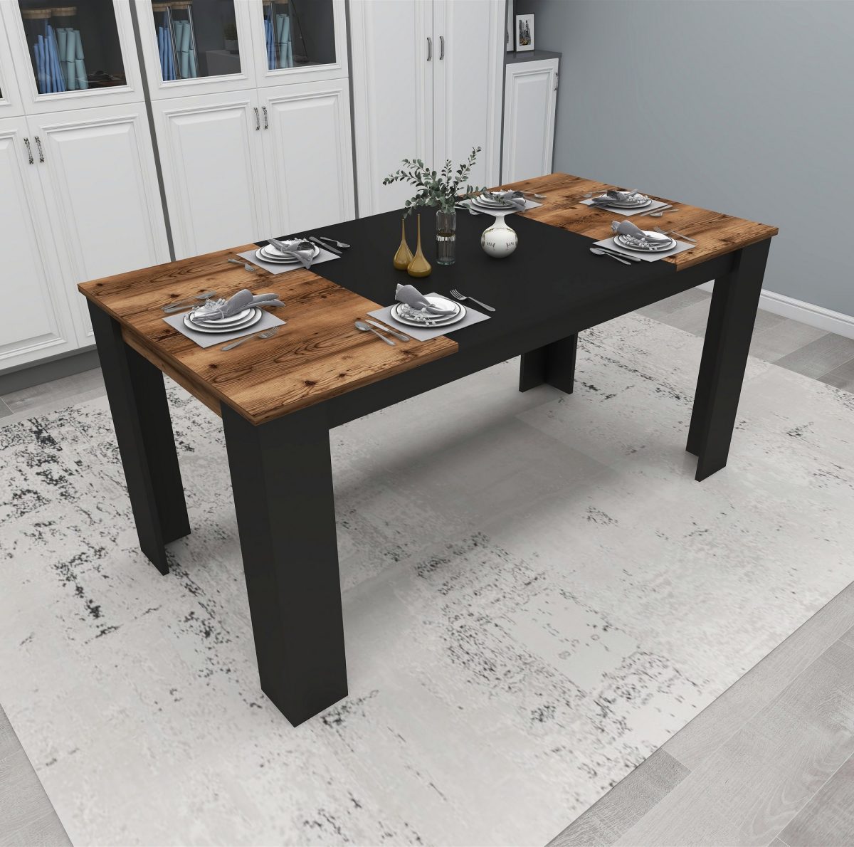 Line - Light Walnut, Black – Трпезариска маса - Image 2