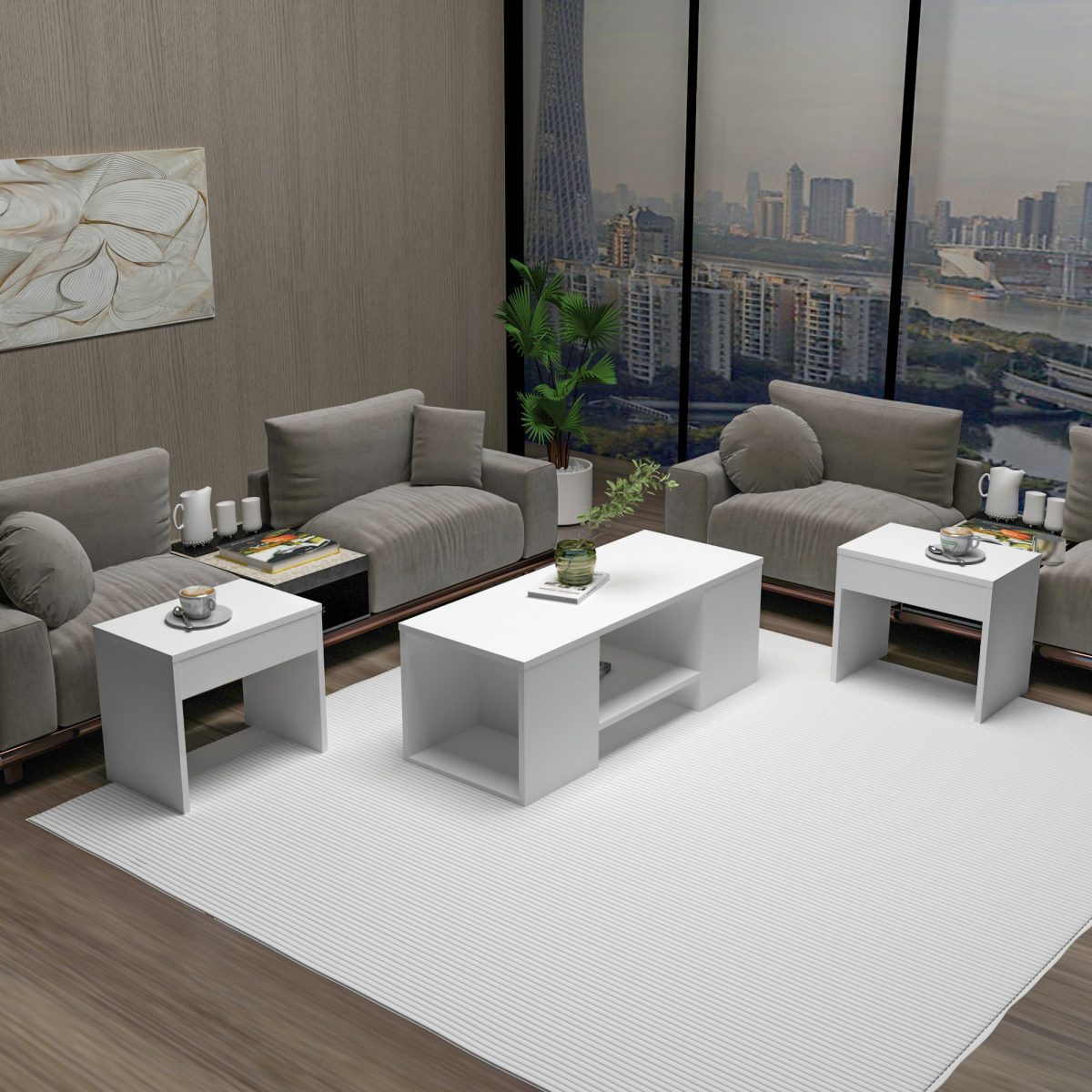 Sartos - White – Комплет масичка за кафе - Image 4