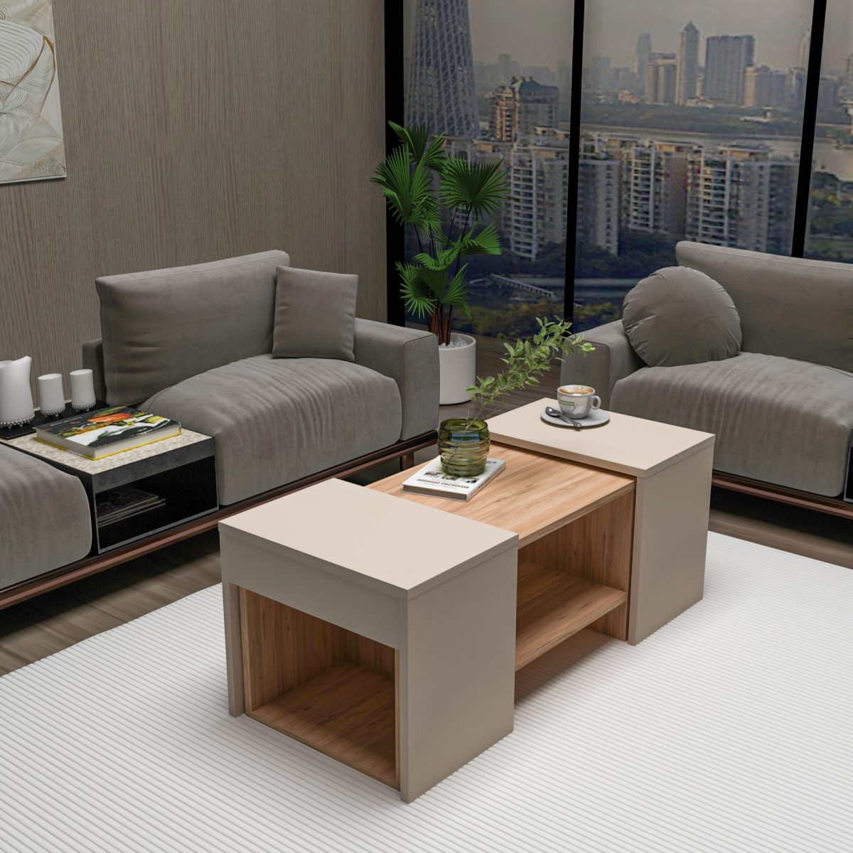 Sartos - Atlantic Pine, Beige – Комплет масичка за кафе - Image 2