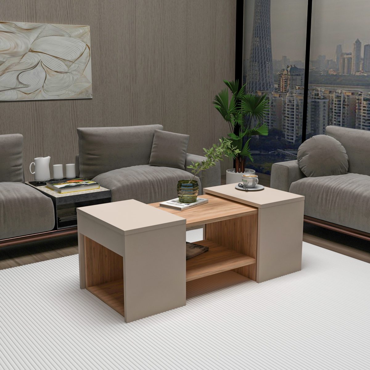 Sartos - Atlantic Pine, Beige – Комплет масичка за кафе - Image 3