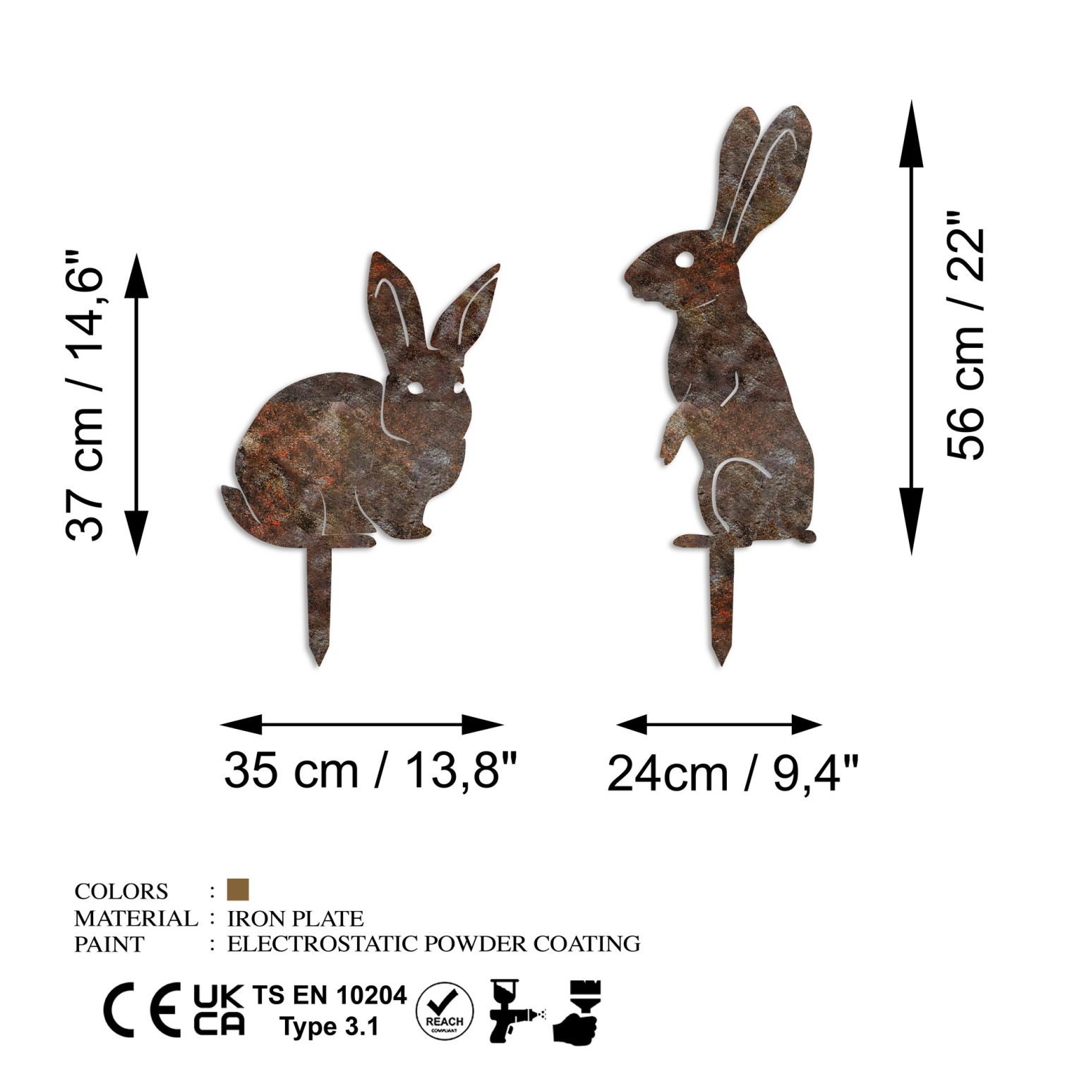Rabbits -A 01 – Комплет украсни градинарски предмети (2 парчиња) - Image 6