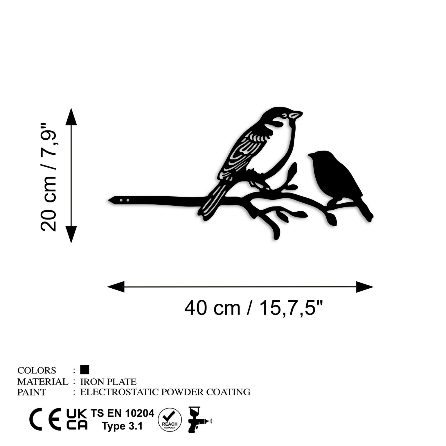 Bird On The Branch 02 - Black – Декоративен градинарски објект - Image 6
