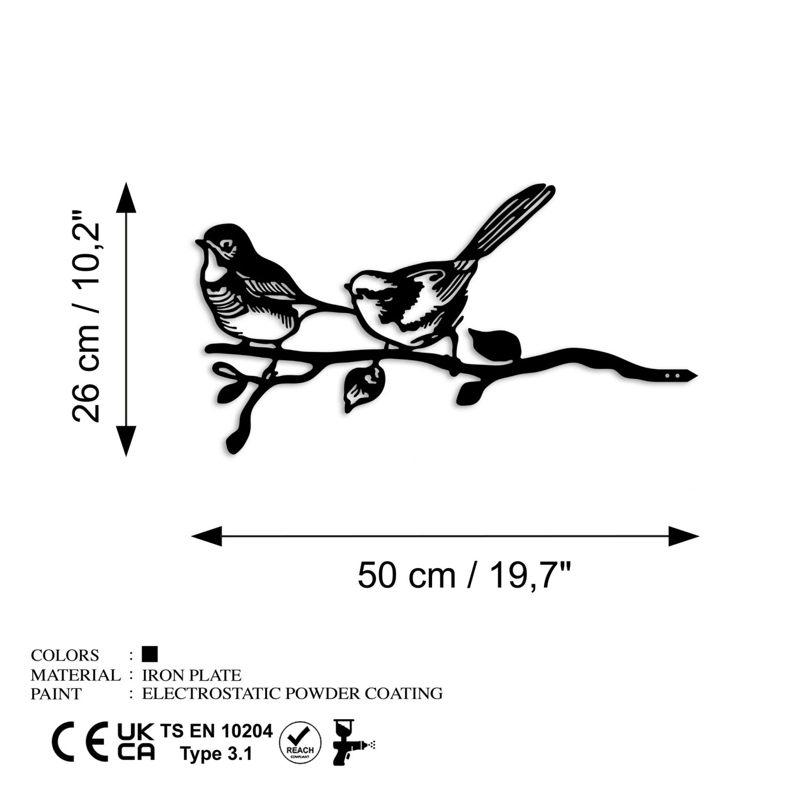 Bird On The Branch 04 - Black – Декоративен градинарски објект - Image 6
