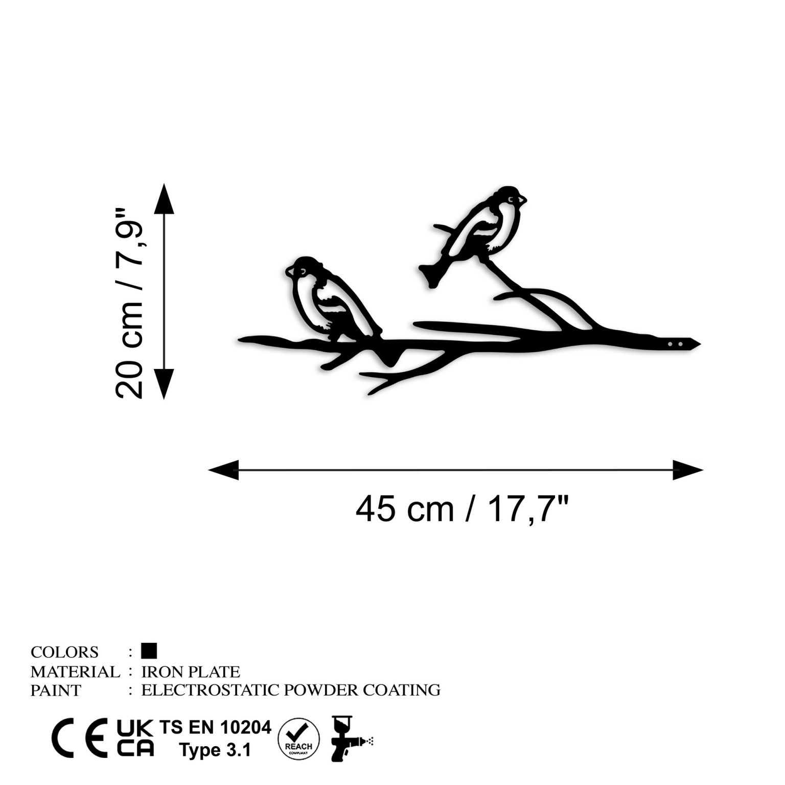 Bird On The Branch 08 - Black – Декоративен градинарски објект - Image 6