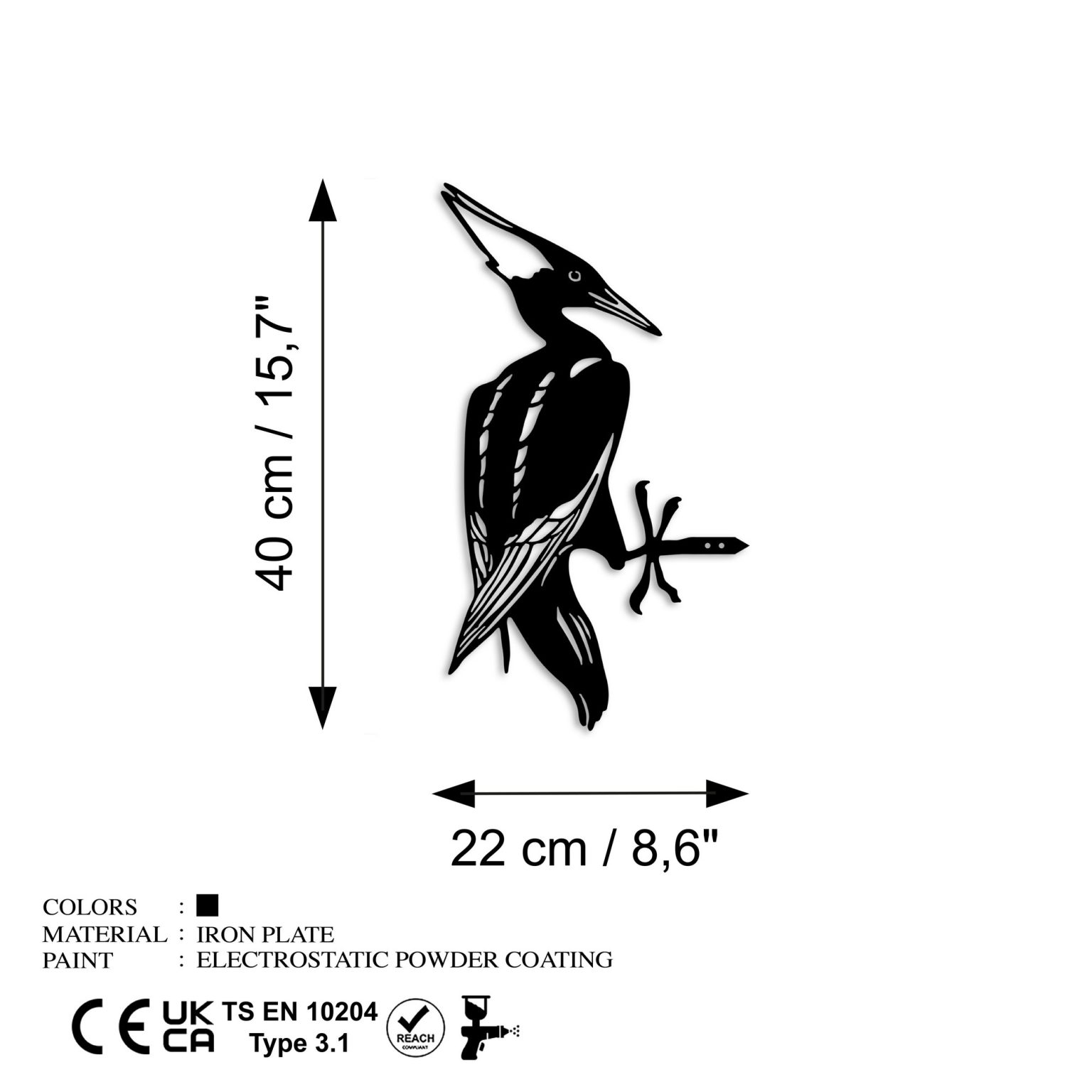 Bird On The Branch 10 - Black – Декоративен градинарски објект - Image 6