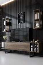 Chrome Line Set - Walnut, Black – Комплет мебел за дневна соба - Image 2