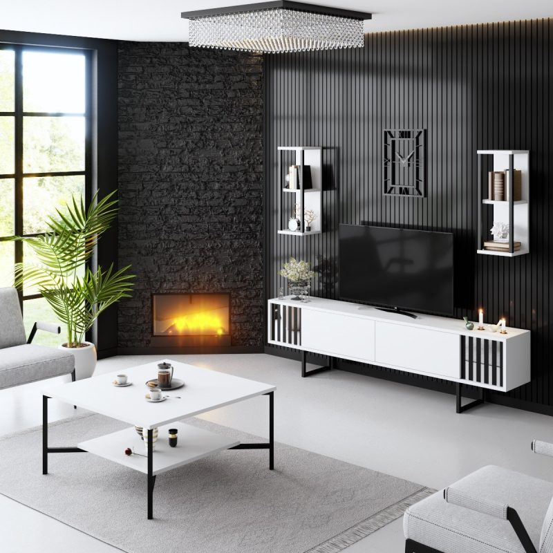 Chrome Line Set - White, Black – Комплет мебел за дневна соба