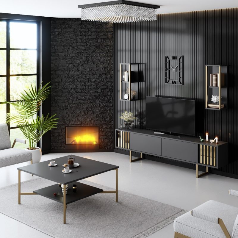 Gold Line - Anthracite, Gold – Комплет мебел за дневна соба