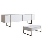 Luxe Set - White, Gold – Комплет мебел за дневна соба - Image 11