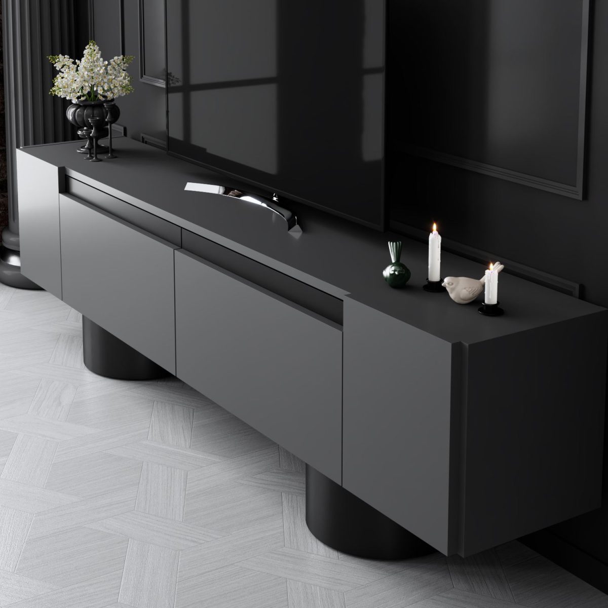 Bohem - Anthracite, Black – ТВ комода - Image 4