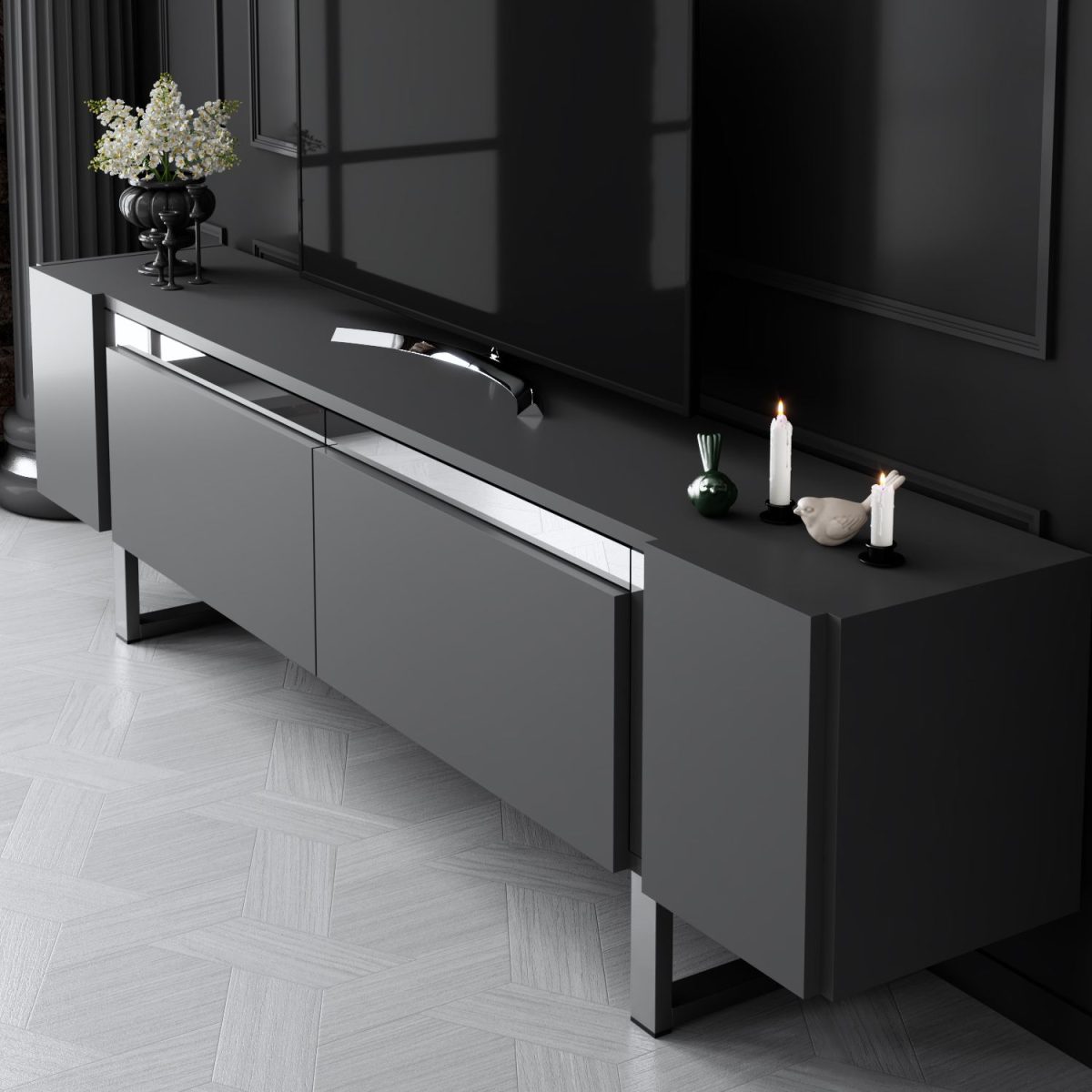 Yildiz - Anthracite, Silver – ТВ комода - Image 4