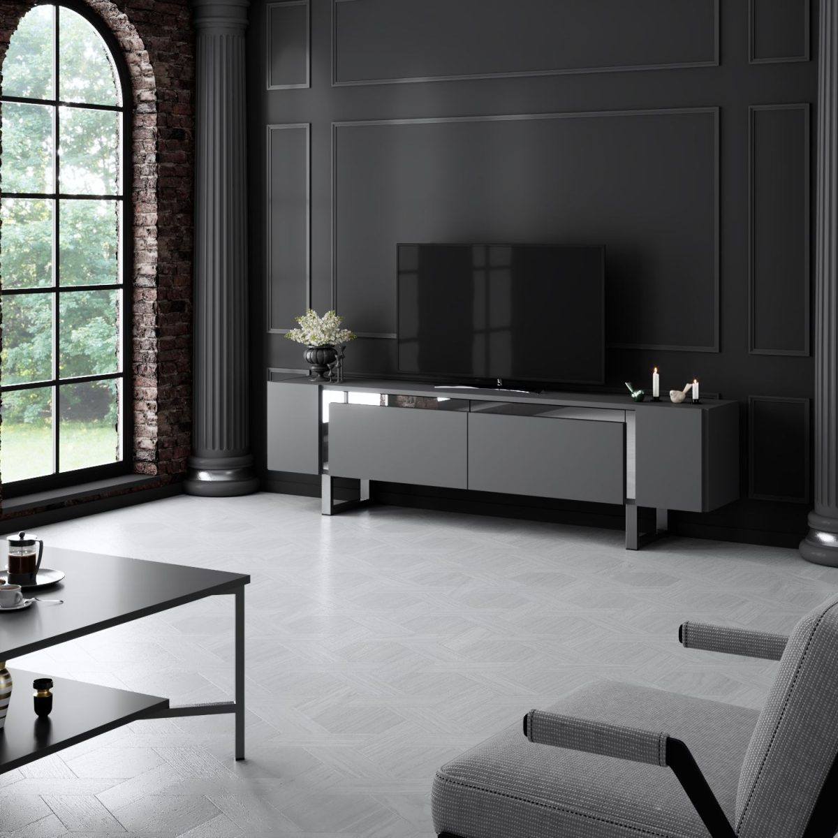 Yildiz - Anthracite, Silver – ТВ комода - Image 5