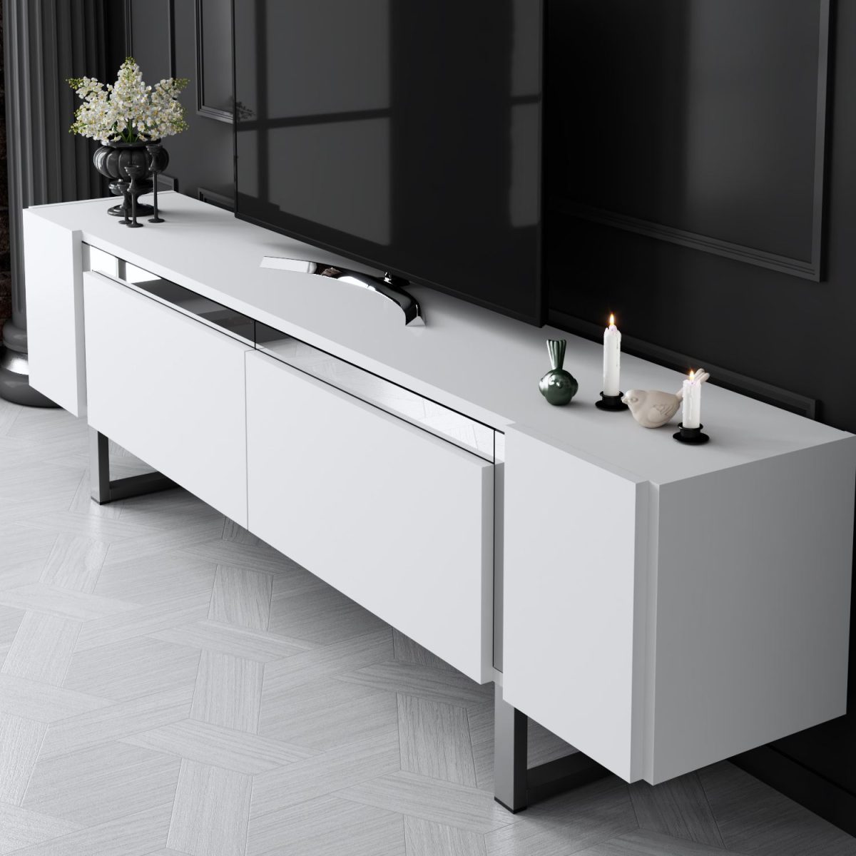 Yildiz - White, Silver – ТВ комода - Image 4
