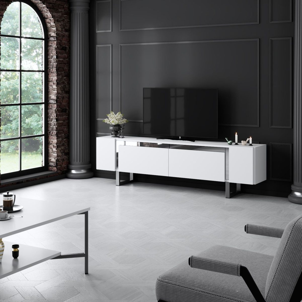 Yildiz - White, Silver – ТВ комода - Image 5