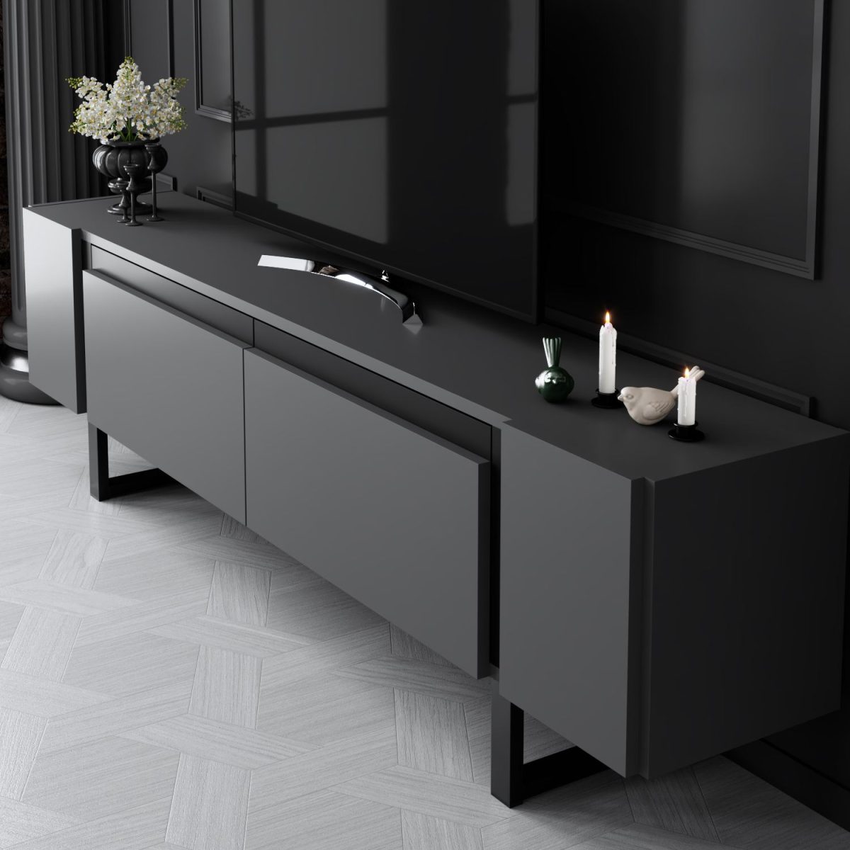 Yildiz - Anthracite, Black – ТВ комода - Image 4