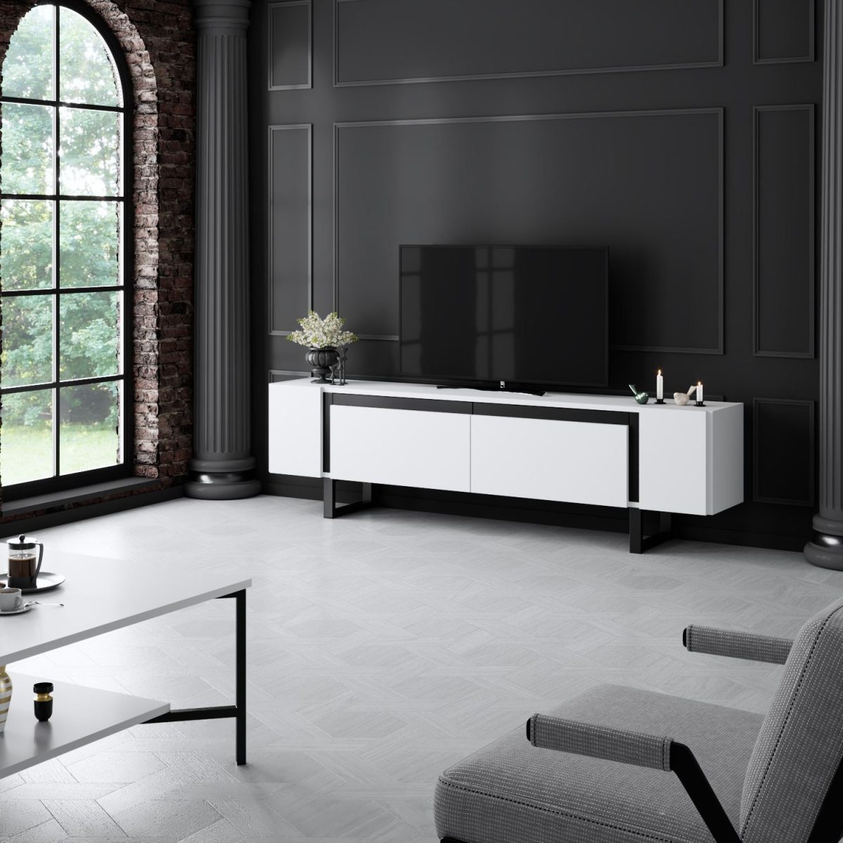 Yildiz - White, Black – ТВ комода - Image 5