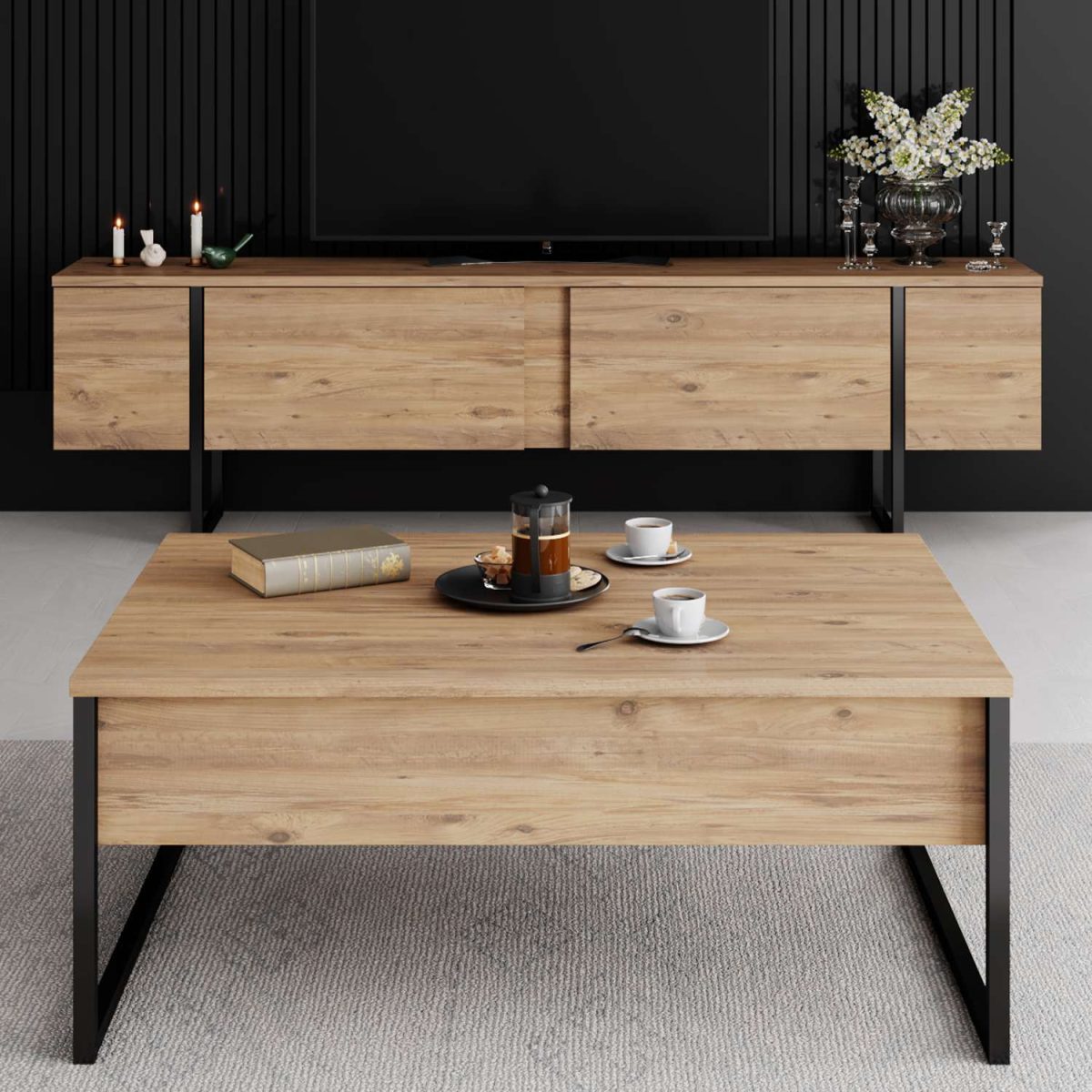 Luxe - Atlantic Pine, Black – ТВ комода - Image 3
