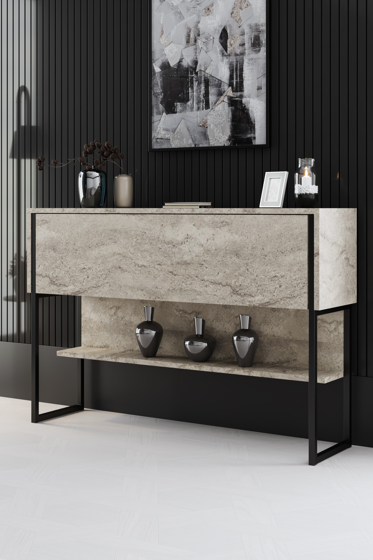 618BLY141020-201.jpg Luxe - Travertine, Black – Комода - Image 1