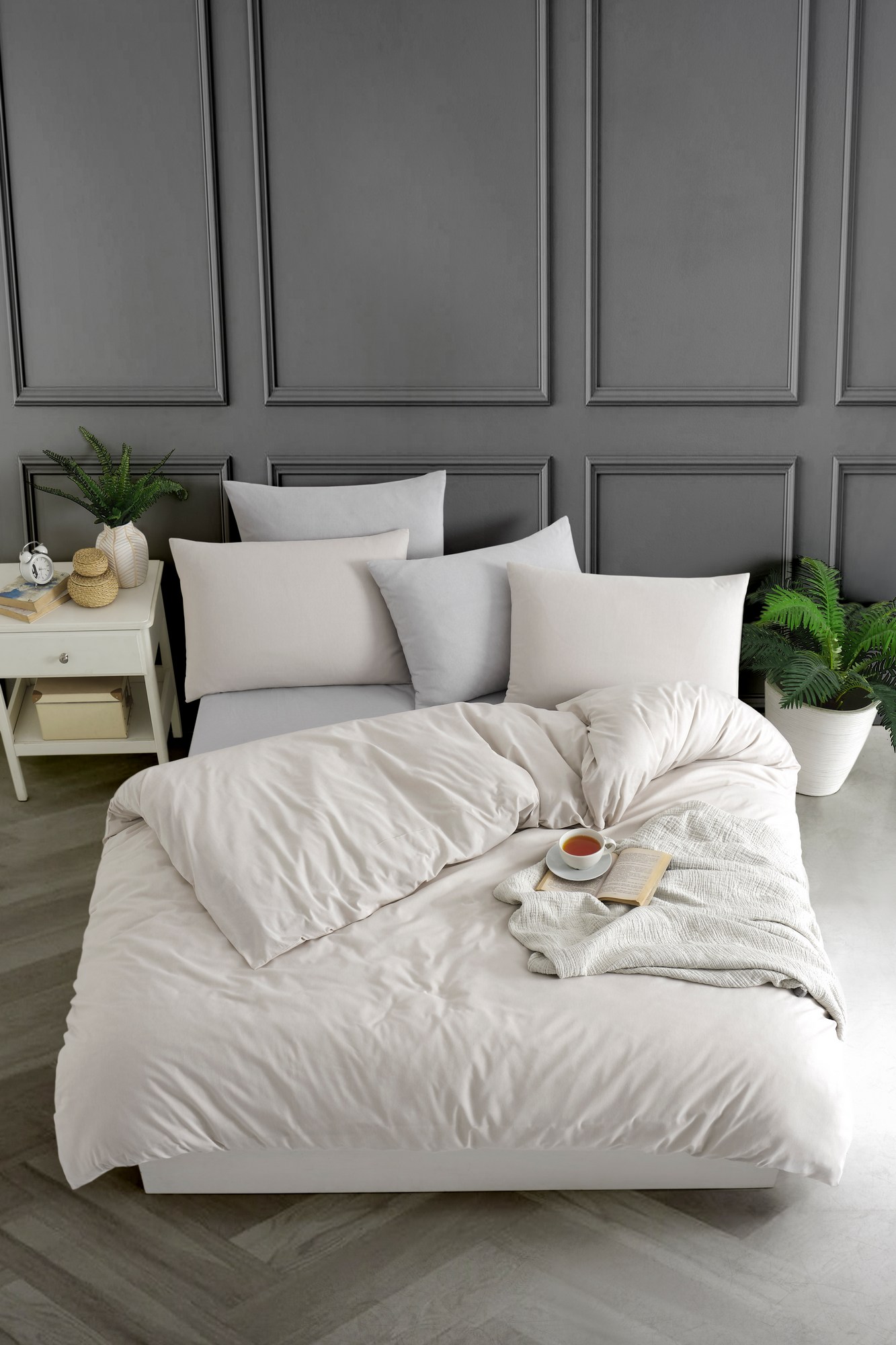 670TBH222320-201.jpg Yarn Dyed Fitted - Beige – Дупла постелнина - Image 1