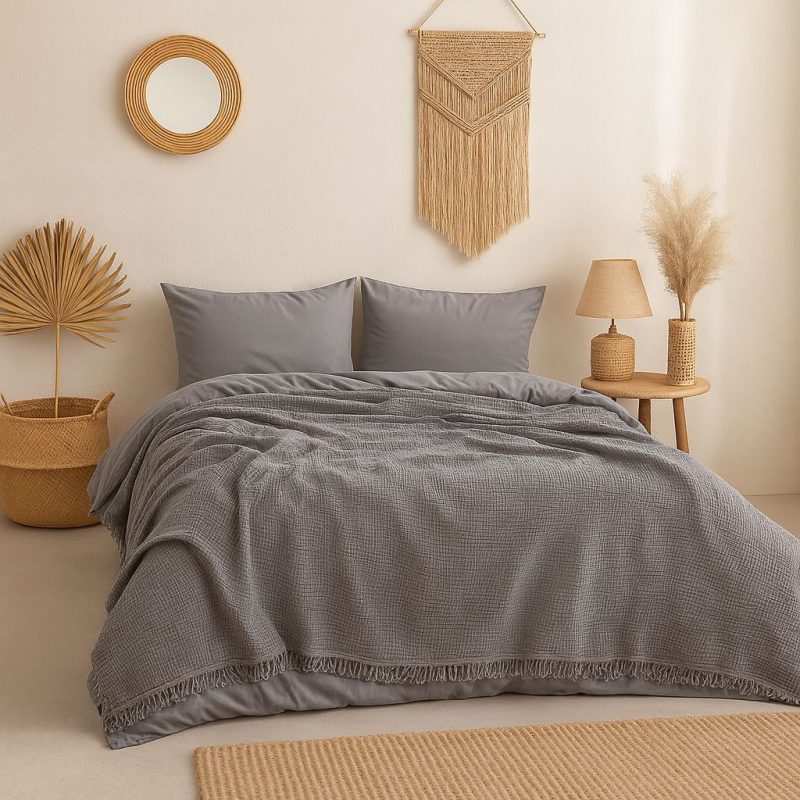 Muslin - Anthracite – Дупли Муслин прекривач