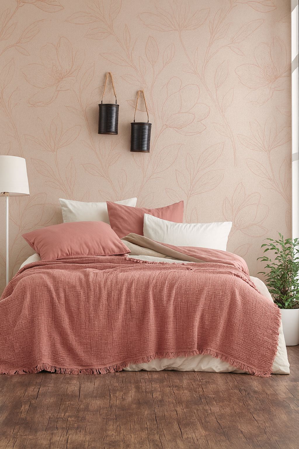 670TBH250620-201.jpg Muslin - Salmon – Дупли Муслин прекривач - Image 1