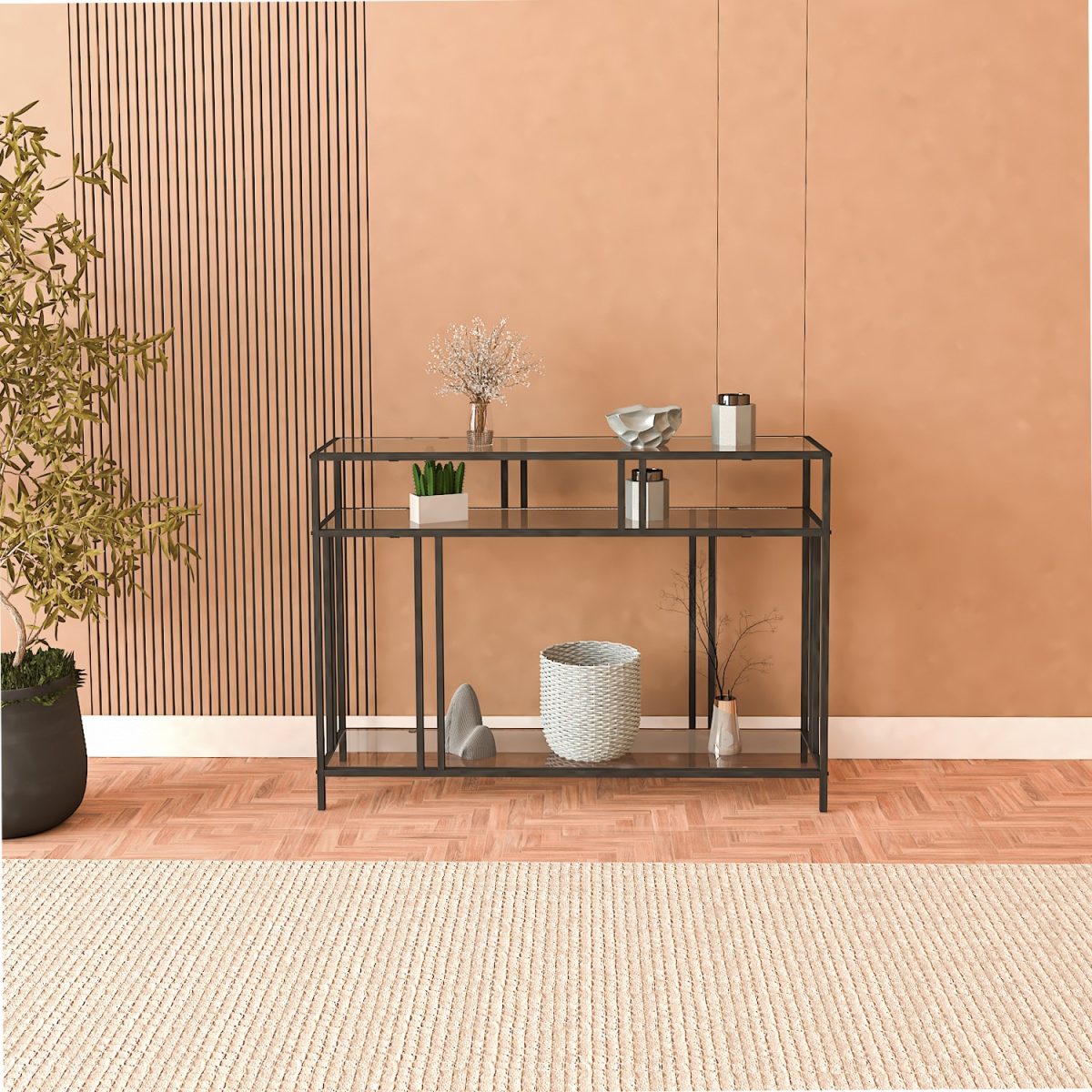 Venedik - 100 Black, Fume Glass – Декоративна конзолна маса - Image 2