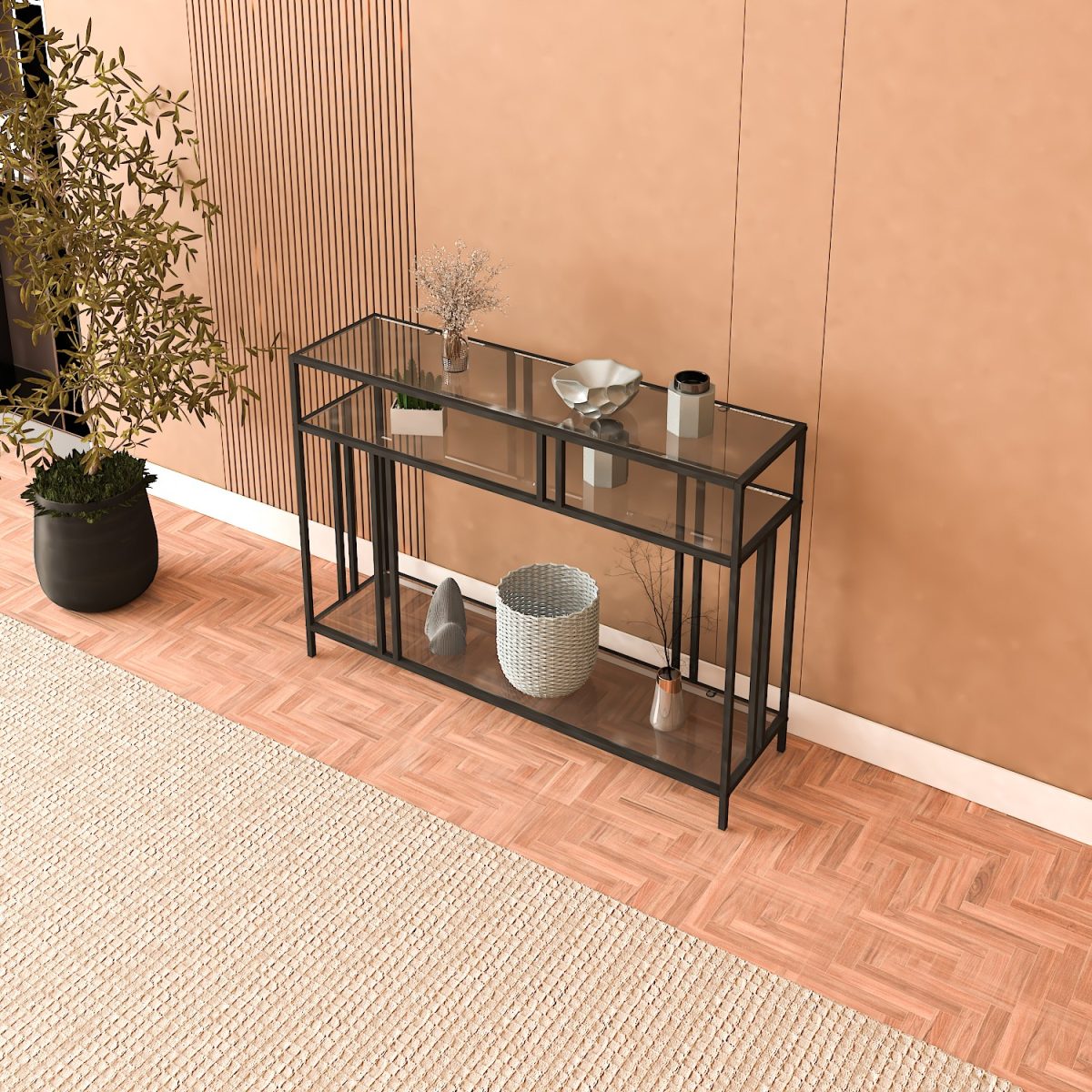 Venedik - 100 Black, Fume Glass – Декоративна конзолна маса - Image 3