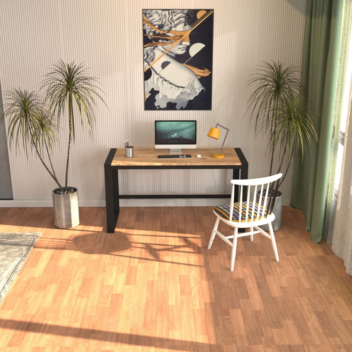 Marsilya 152 - Black, Atlantic Pine – Канцелариско биро - Image 3