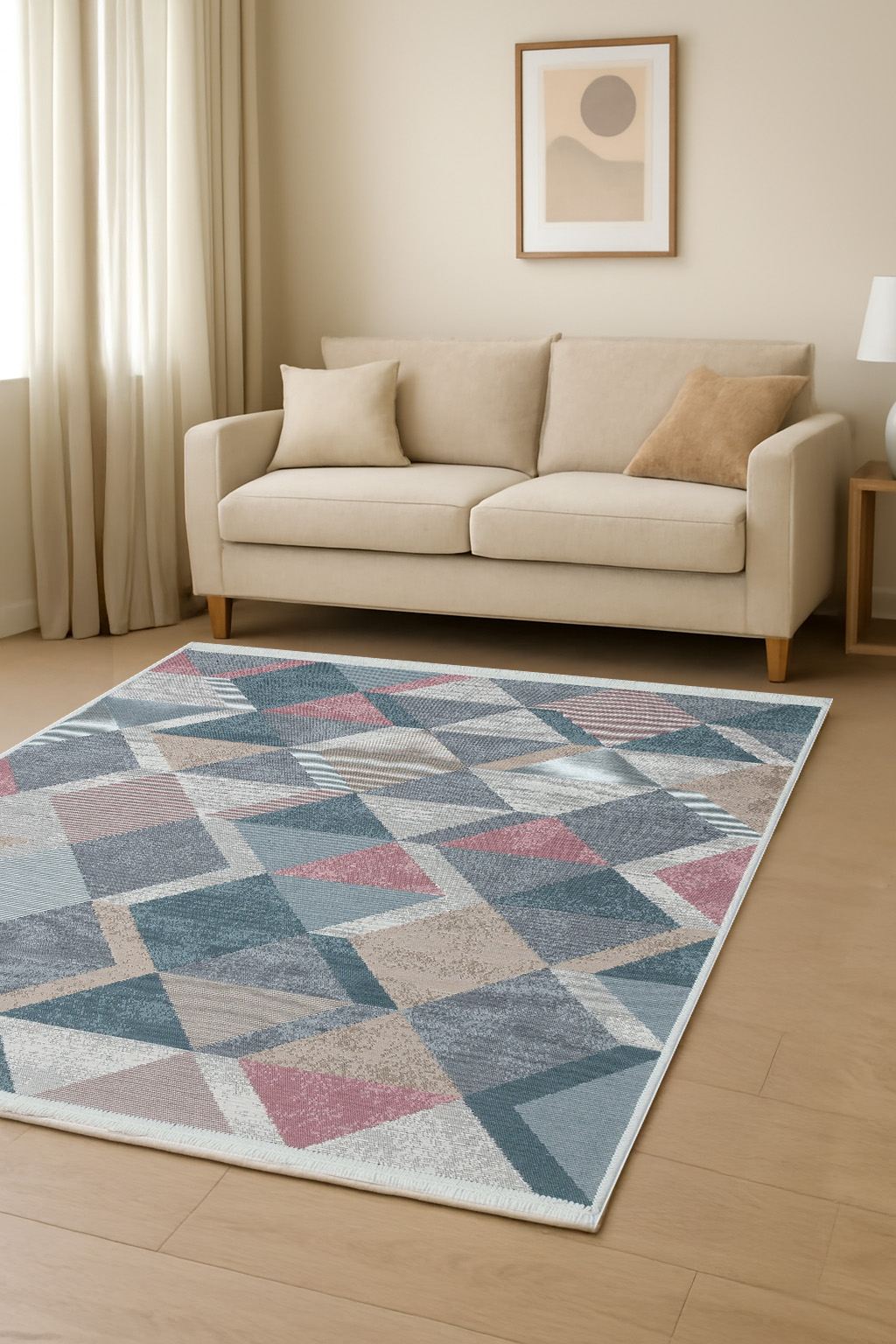 724EKH771420-201.jpg Ar 10 - Blue, Pink – Памучен тепих (120 x 180) - Image 1