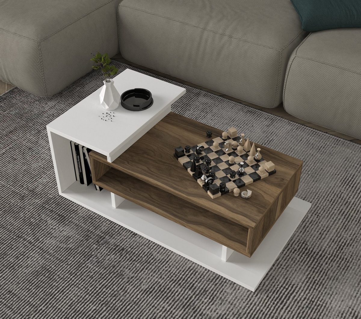 Spring - White, Walnut – Маса за кафе - Image 3