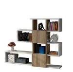 Karlin - White, Walnut – Полица за книги - Image 2