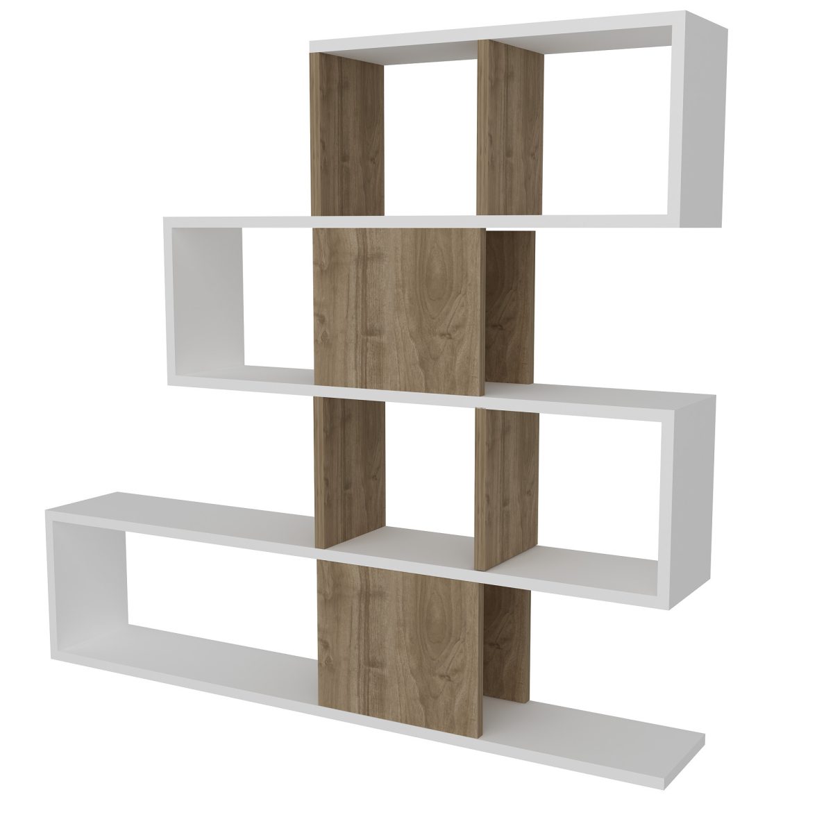 Karlin - White, Walnut – Полица за книги - Image 4