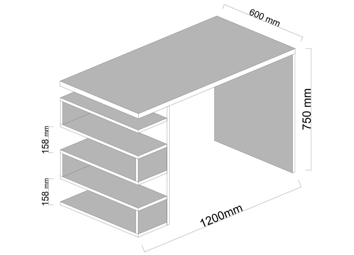 Snake - White, Walnut – Канцелариско биро - Image 4