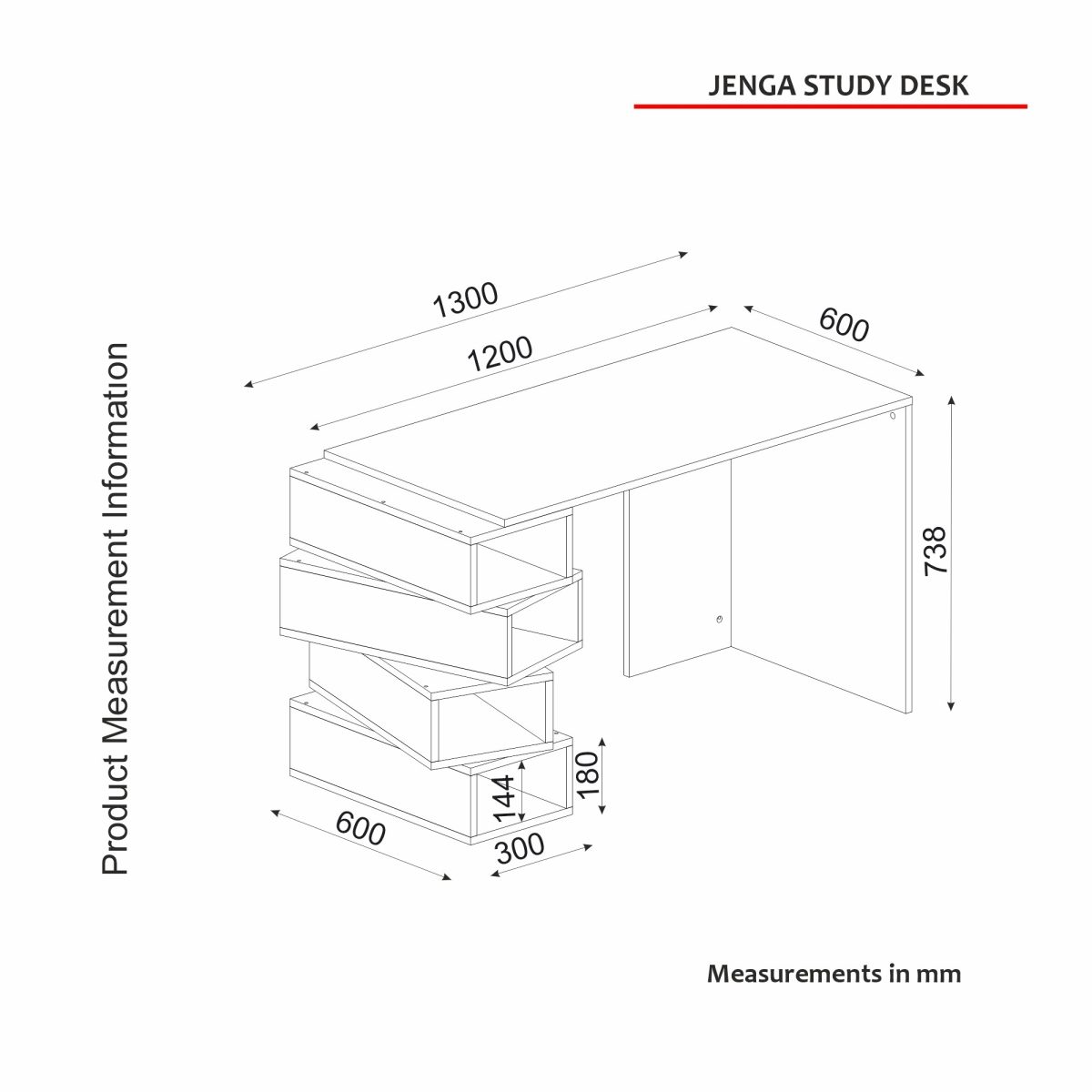 Jenga - White, Walnut – Канцелариско биро - Image 11