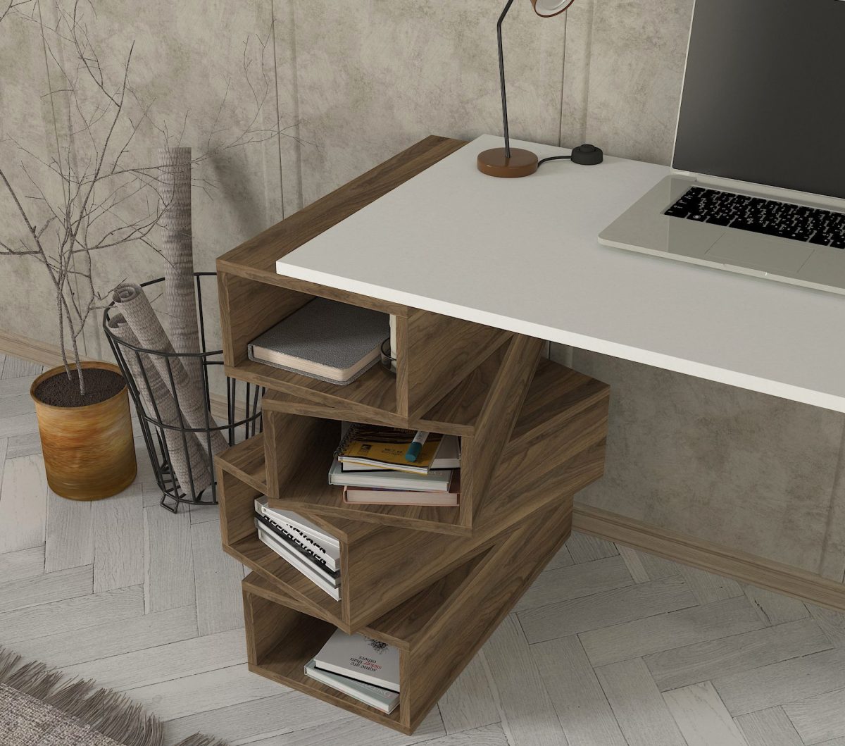 Jenga - White, Walnut – Канцелариско биро - Image 6