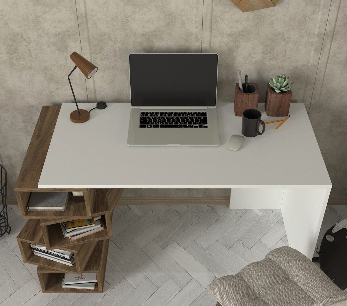 Jenga - White, Walnut – Канцелариско биро - Image 7