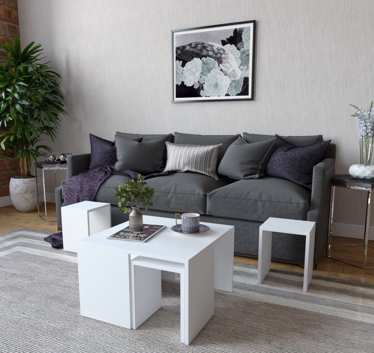 Ortanca - White – Комплет масичка за кафе - Image 2