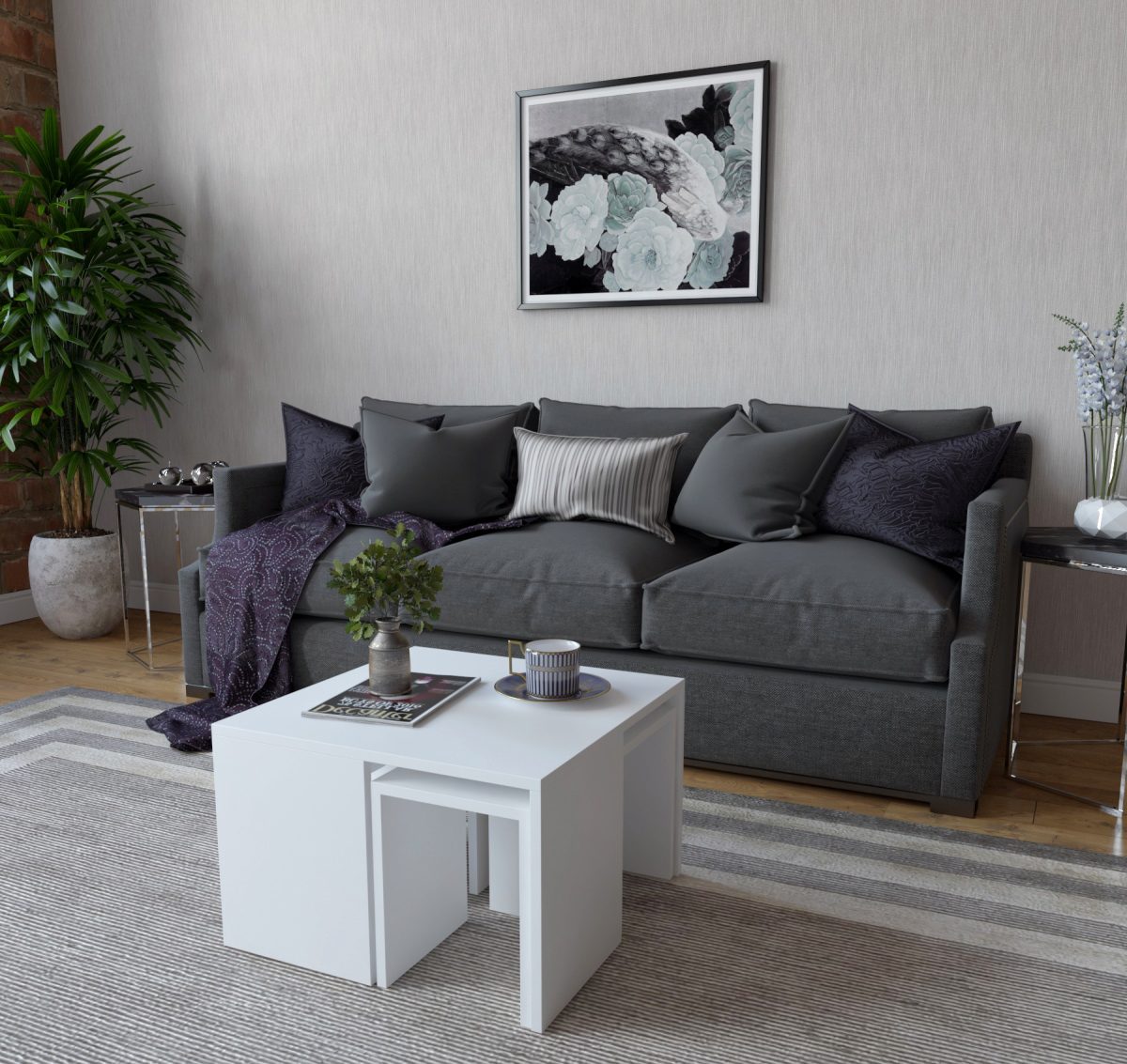 Ortanca - White – Комплет масичка за кафе - Image 3