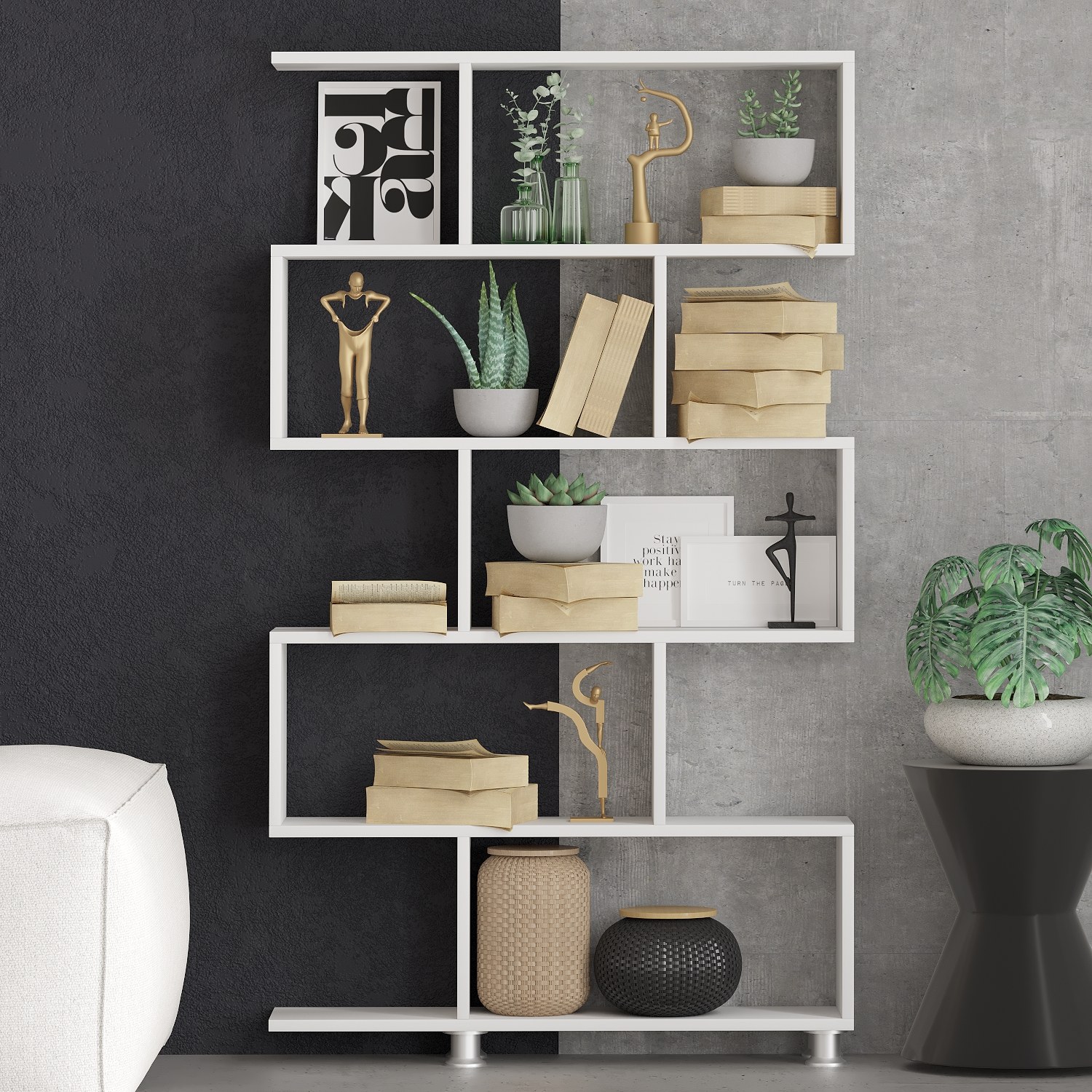 746JUG360320-201.jpg Nilüfer - White – Полица за книги - Image 1